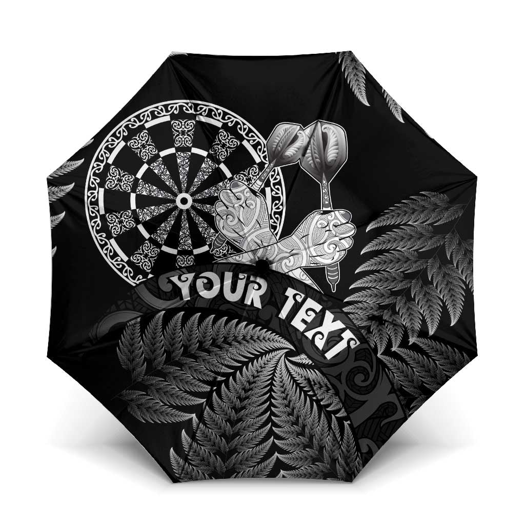 Personalised New Zealand Aotearoa Darts Masters Umbrella Silver Fern and Maori Spirit - Polynesian Pride
