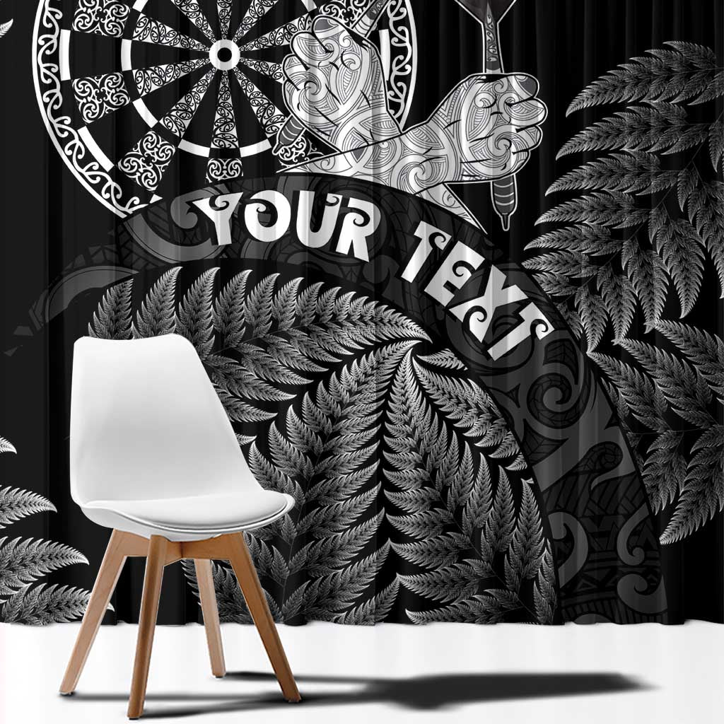 Personalised New Zealand Aotearoa Darts Masters Window Curtain Silver Fern and Maori Spirit - Polynesian Pride
