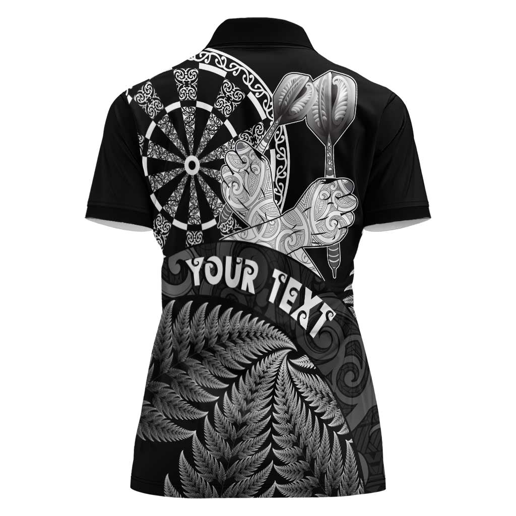 Personalised New Zealand Aotearoa Darts Masters Women Polo Shirt Silver Fern and Maori Spirit - Polynesian Pride