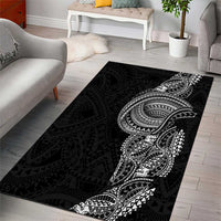Traditional Polynesian Art Tattoos Area Rug Black Color - Polynesian Pride