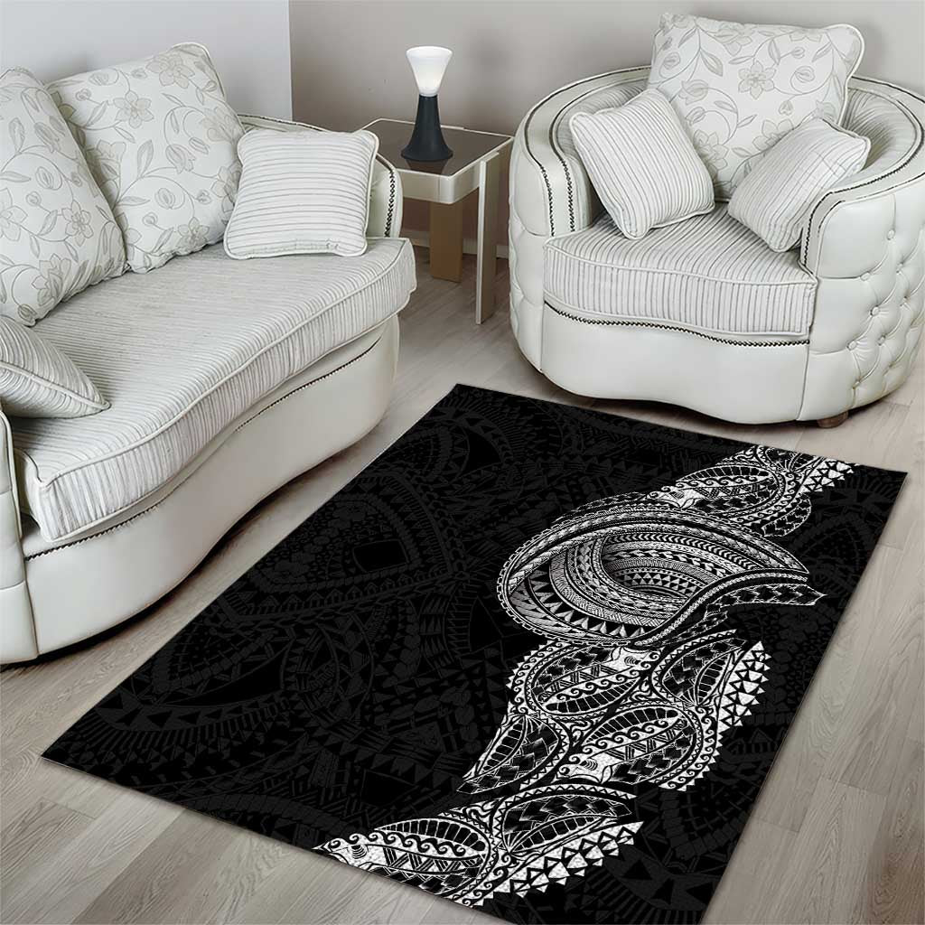 Traditional Polynesian Art Tattoos Area Rug Black Color - Polynesian Pride
