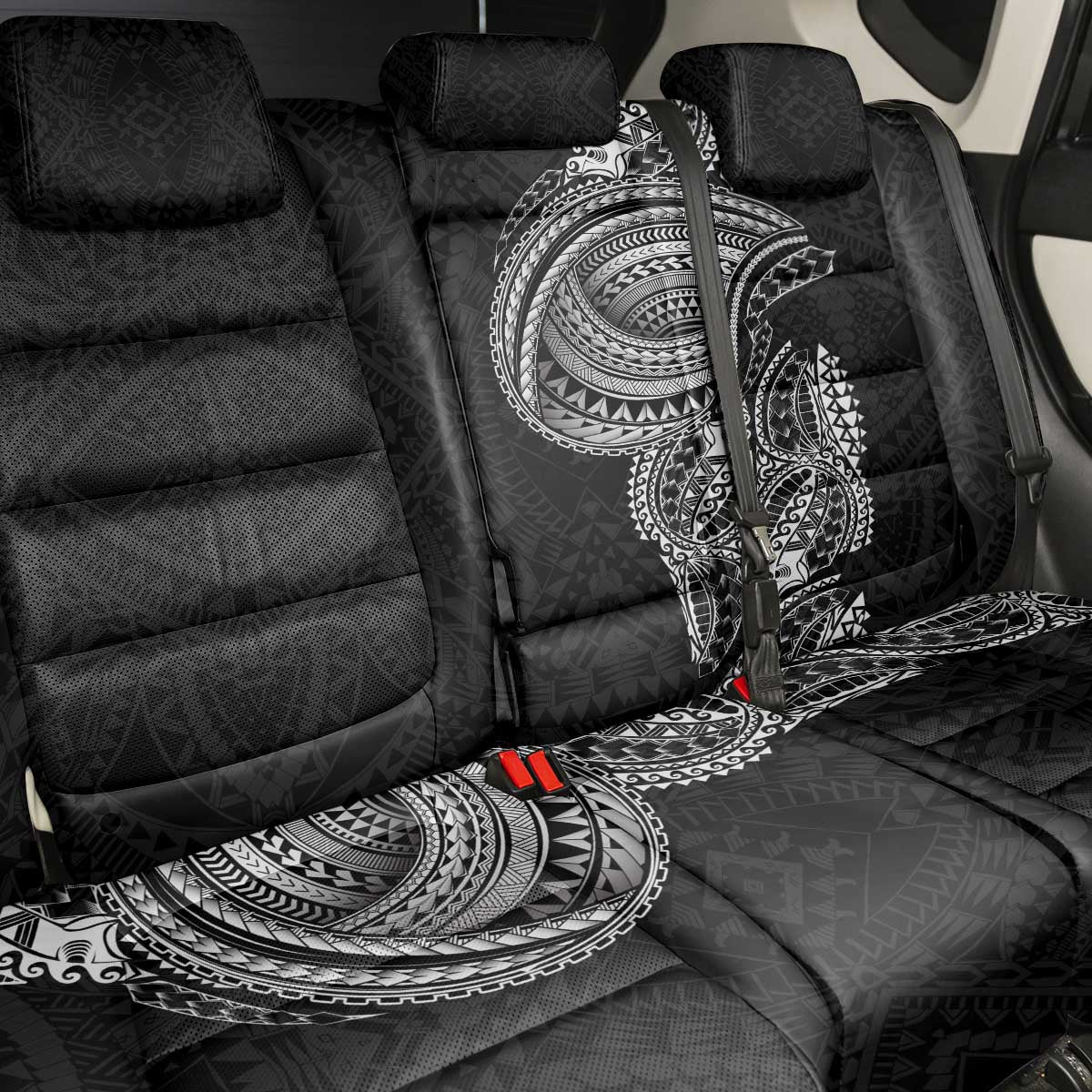 Traditional Polynesian Art Tattoos Back Car Seat Cover Black Color - Polynesian Pride