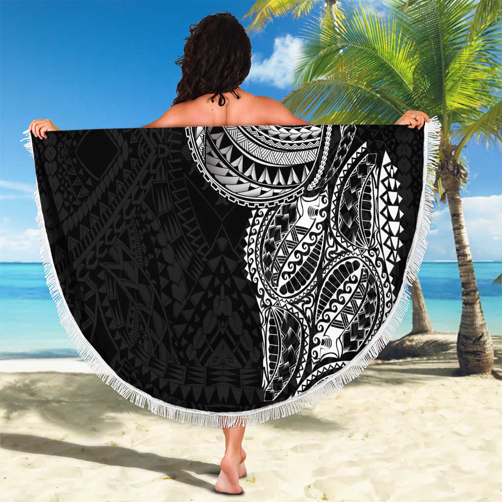 Traditional Polynesian Art Tattoos Beach Blanket Black Color - Polynesian Pride
