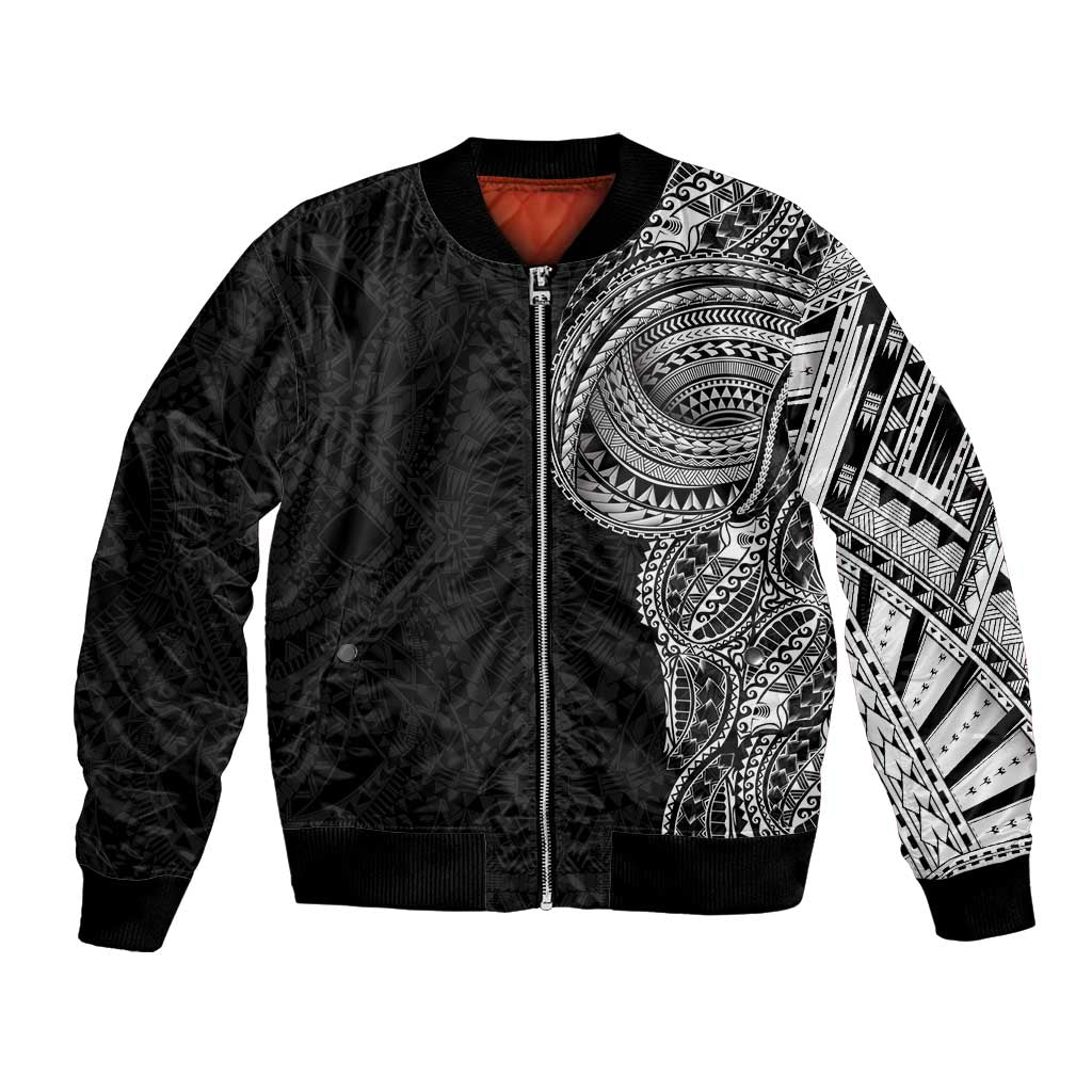 Traditional Polynesian Art Tattoos Bomber Jacket Black Color LT03 Unisex Black - Polynesian Pride