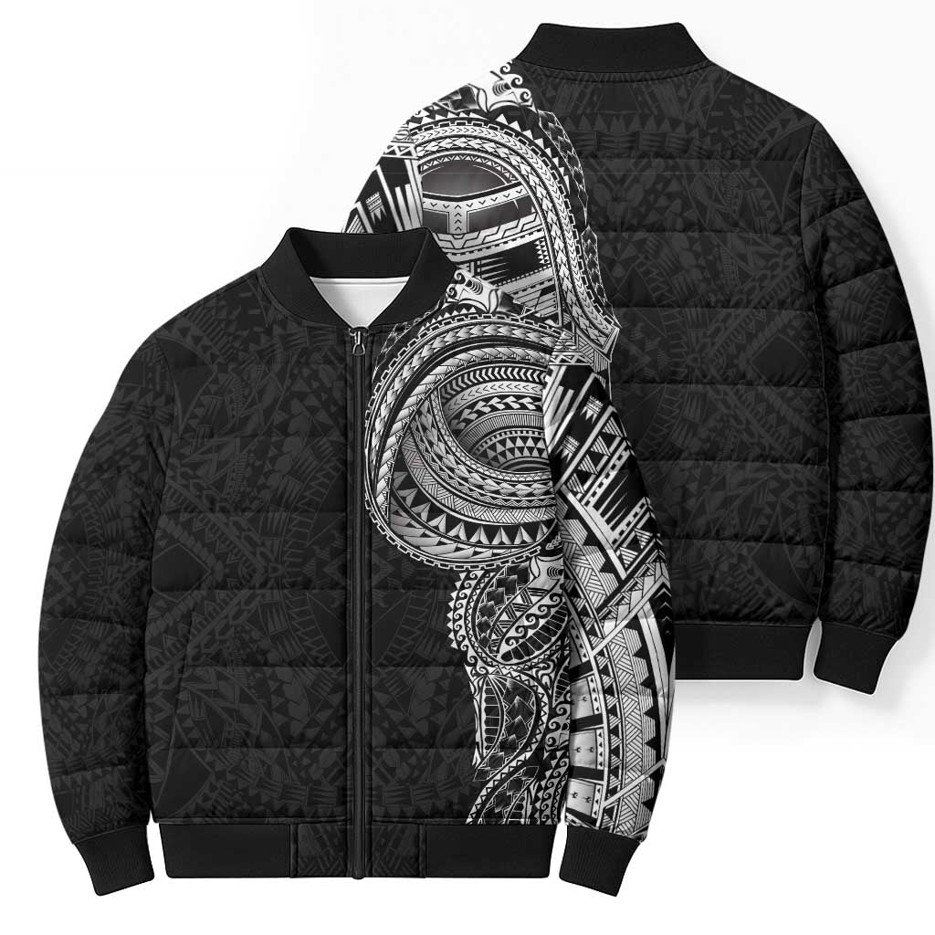 Traditional Polynesian Art Tattoos Bomber Puffer Jacket Black Color - Polynesian Pride