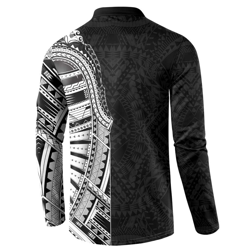 Traditional Polynesian Art Tattoos Button Sweatshirt Black Color - Polynesian Pride