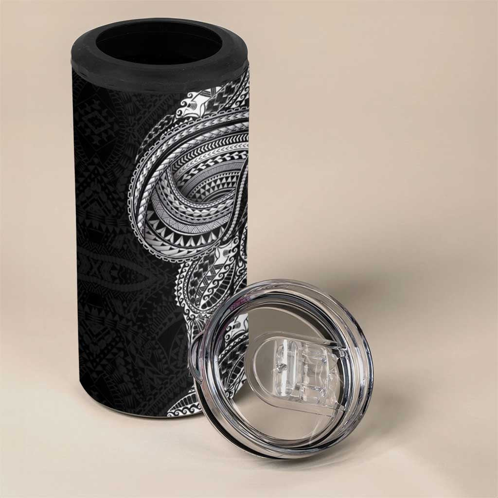 Traditional Polynesian Art Tattoos 4 in 1 Can Cooler Tumbler Black Color - Polynesian Pride
