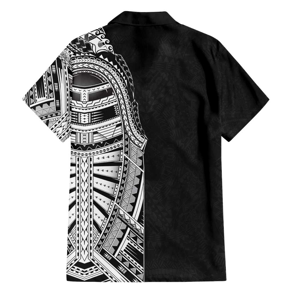 Traditional Polynesian Art Tattoos Family Matching Long Sleeve Bodycon Dress and Hawaiian Shirt Black Color - Polynesian Pride