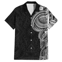 Traditional Polynesian Art Tattoos Family Matching Off Shoulder Maxi Dress and Hawaiian Shirt Black Color - Polynesian Pride