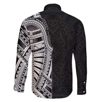 Traditional Polynesian Art Tattoos Family Matching Short Sleeve Bodycon Dress and Hawaiian Shirt Black Color - Polynesian Pride