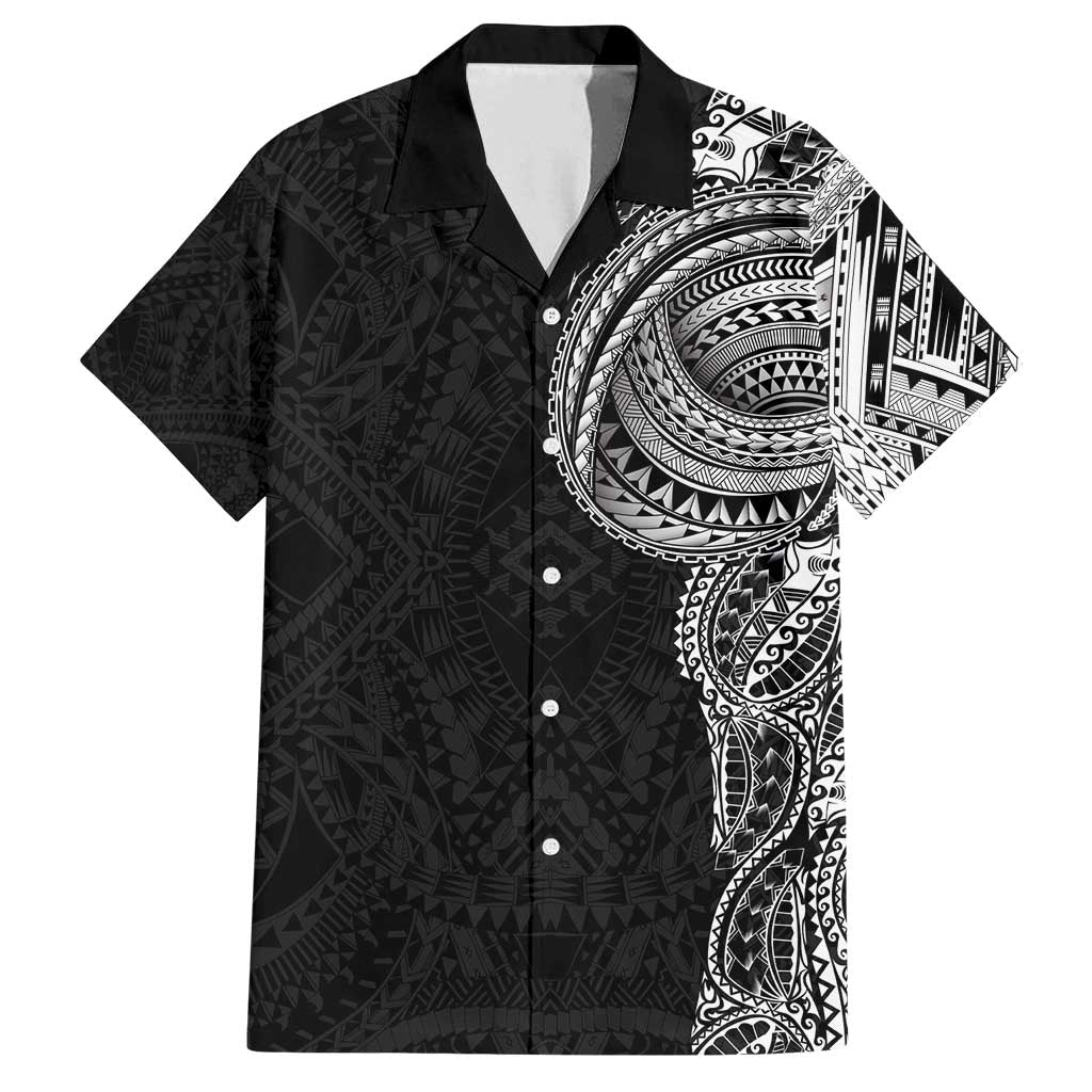 Traditional Polynesian Art Tattoos Family Matching Summer Maxi Dress and Hawaiian Shirt Black Color - Polynesian Pride