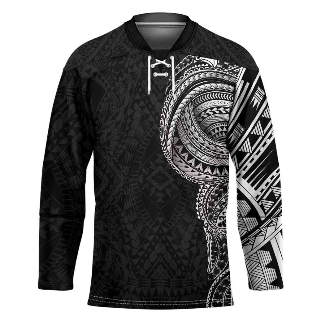 Traditional Polynesian Art Tattoos Hockey Jersey Black Color LT03 Unisex Black - Polynesian Pride