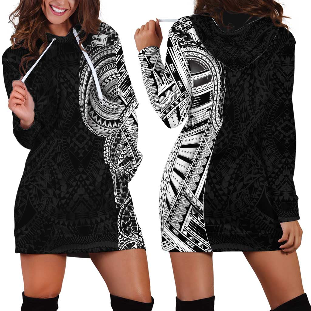 Traditional Polynesian Art Tattoos Hoodie Dress Black Color - Polynesian Pride