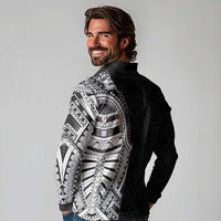 Traditional Polynesian Art Tattoos Long Sleeve Polo Shirt Black Color - Polynesian Pride