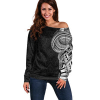 Traditional Polynesian Art Tattoos Off Shoulder Sweater Black Color - Polynesian Pride