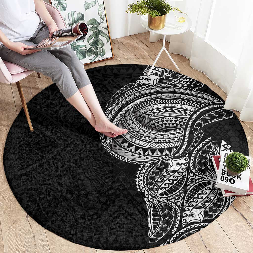 Traditional Polynesian Art Tattoos Round Carpet Black Color - Polynesian Pride