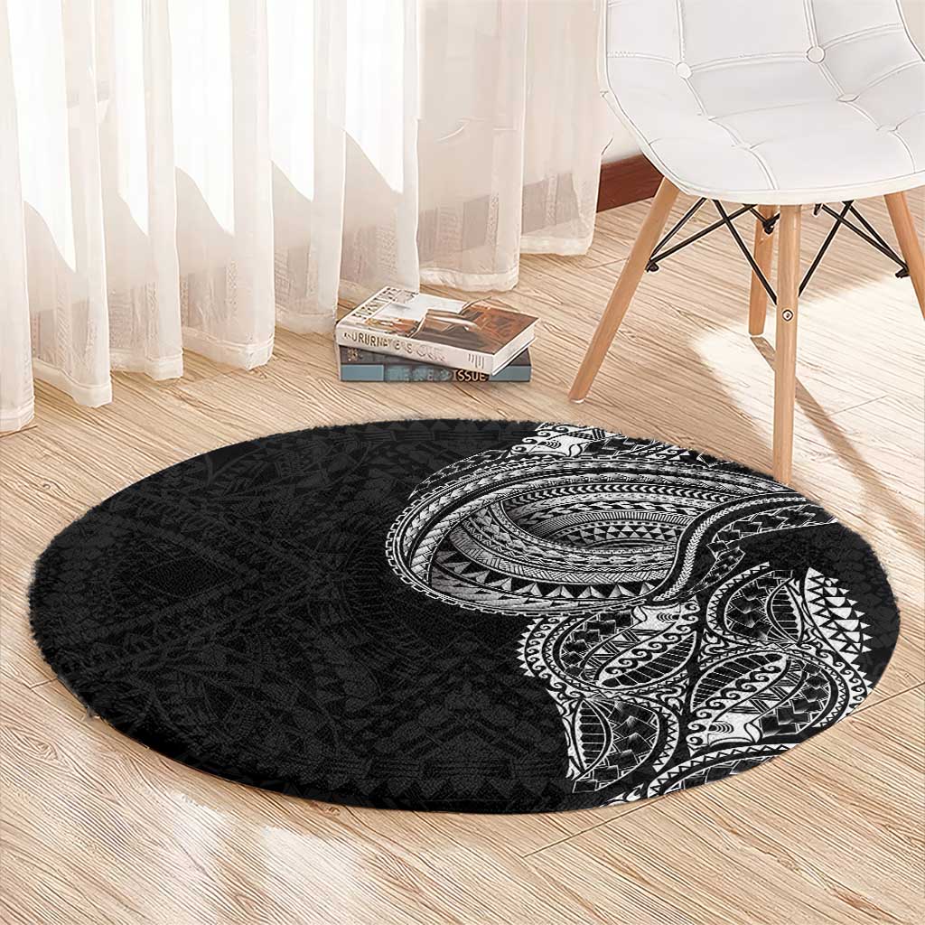Traditional Polynesian Art Tattoos Round Carpet Black Color - Polynesian Pride