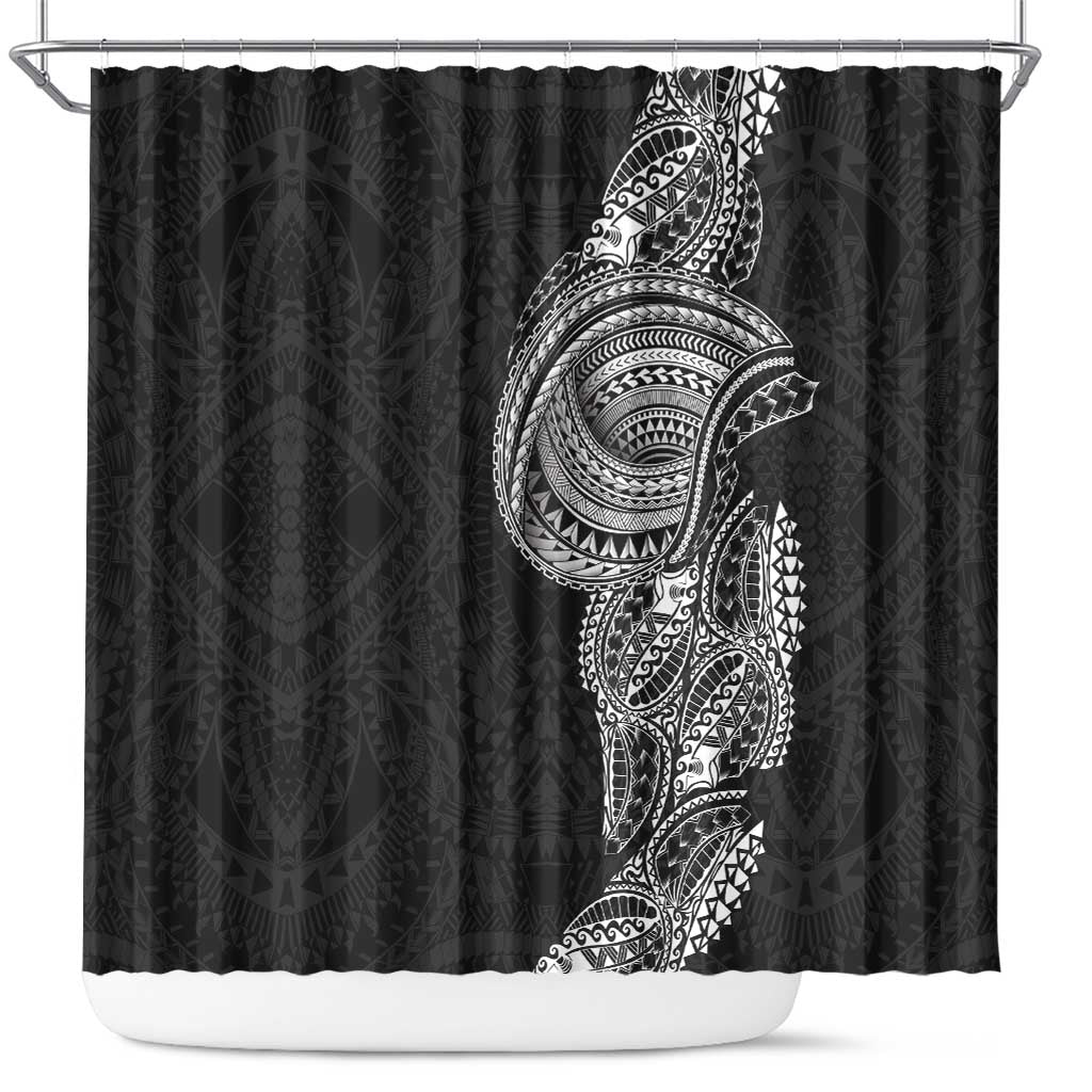 Traditional Polynesian Art Tattoos Shower Curtain Black Color LT03 Black - Polynesian Pride