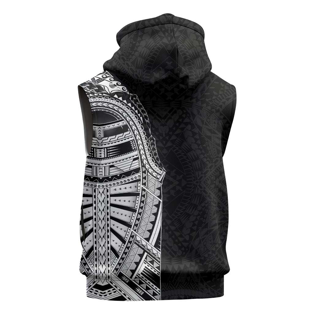 Traditional Polynesian Art Tattoos Sleeveless Hoodie Black Color - Polynesian Pride