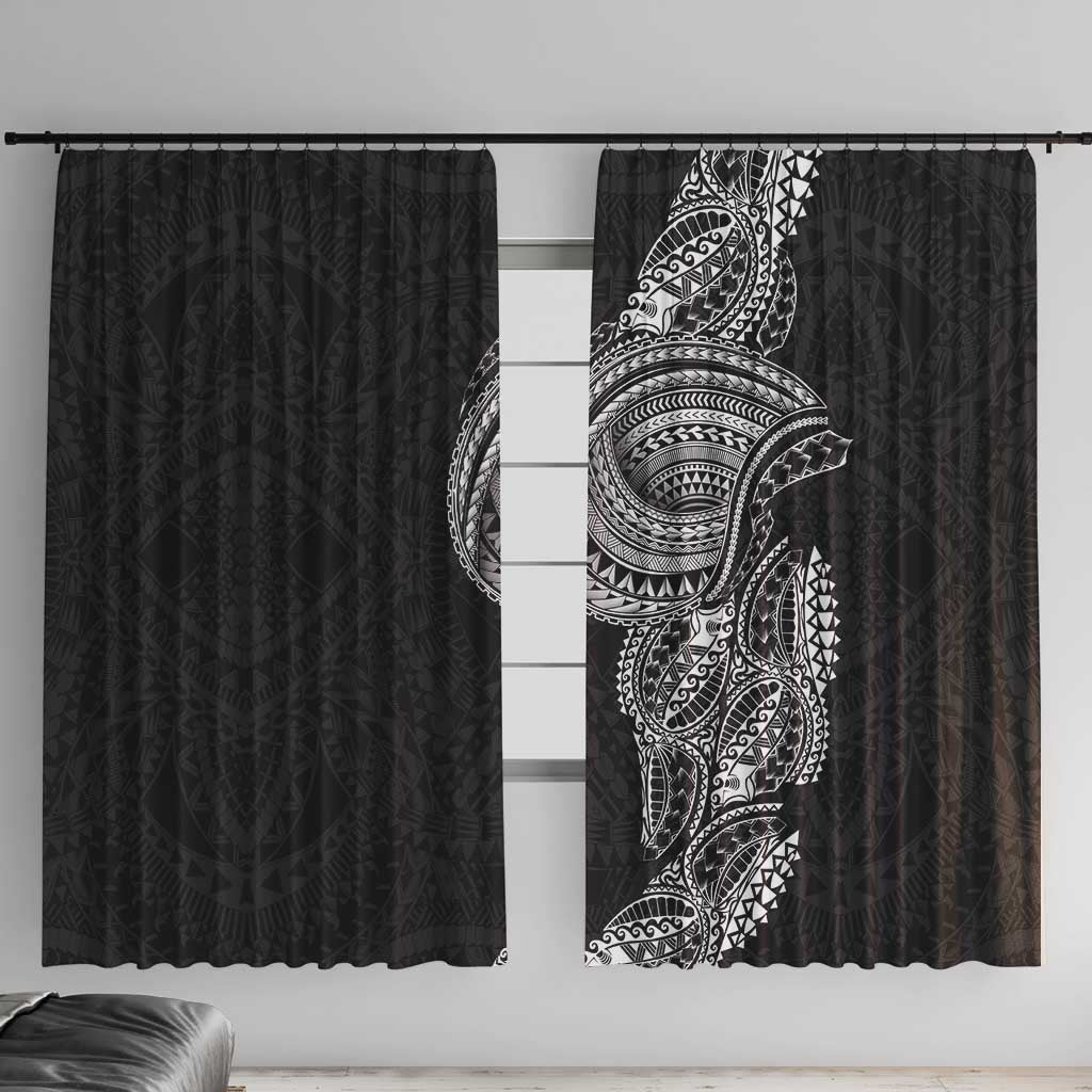 Traditional Polynesian Art Tattoos Window Curtain Black Color LT03 With Hooks Black - Polynesian Pride