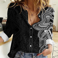 Traditional Polynesian Art Tattoos Women Casual Shirt Black Color - Polynesian Pride
