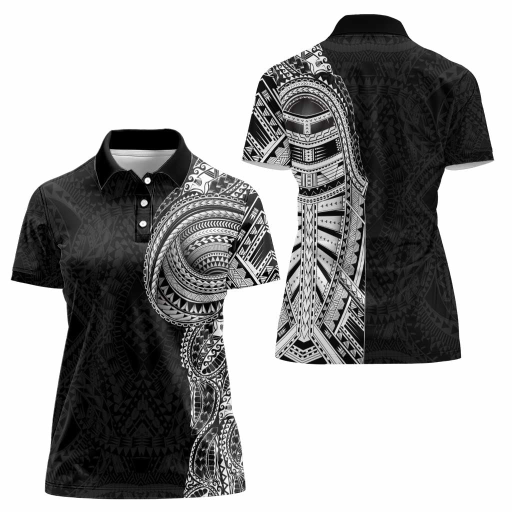 Traditional Polynesian Art Tattoos Women Polo Shirt Black Color - Polynesian Pride