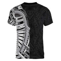 Traditional Polynesian Art Tattoos Women V-Neck T-Shirt Black Color - Polynesian Pride