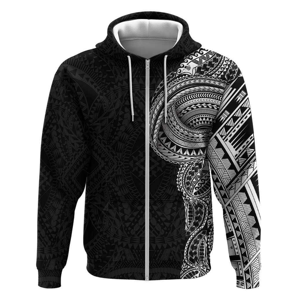 Traditional Polynesian Art Tattoos Zip Hoodie Black Color LT03 Zip Hoodie Black - Polynesian Pride