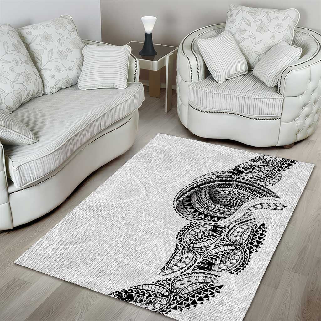 Traditional Polynesian Art Tattoos Area Rug White Color - Polynesian Pride