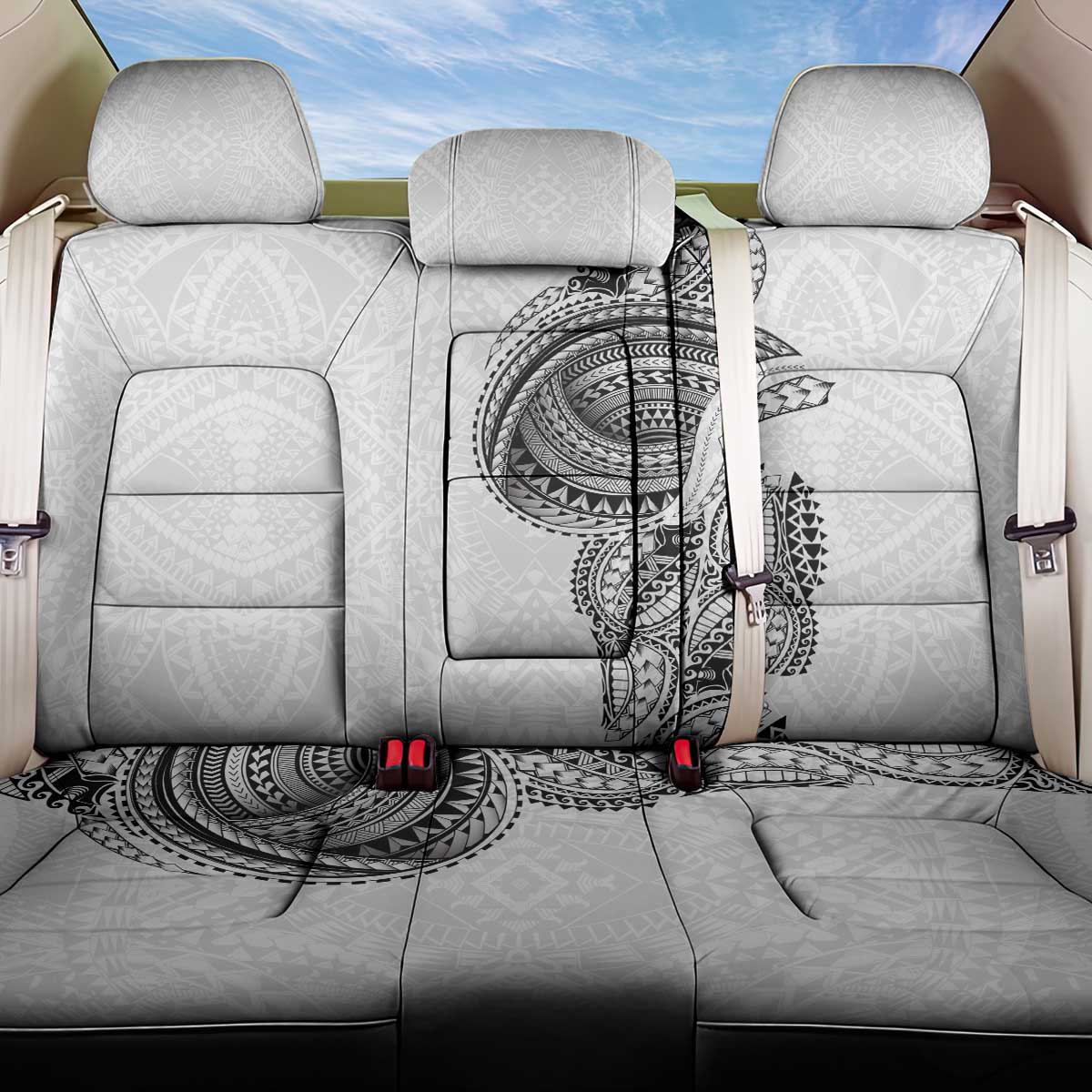 Traditional Polynesian Art Tattoos Back Car Seat Cover White Color - Polynesian Pride