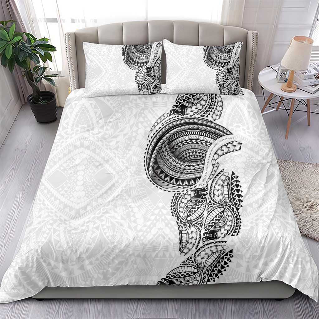 Traditional Polynesian Art Tattoos Bedding Set White Color - Polynesian Pride