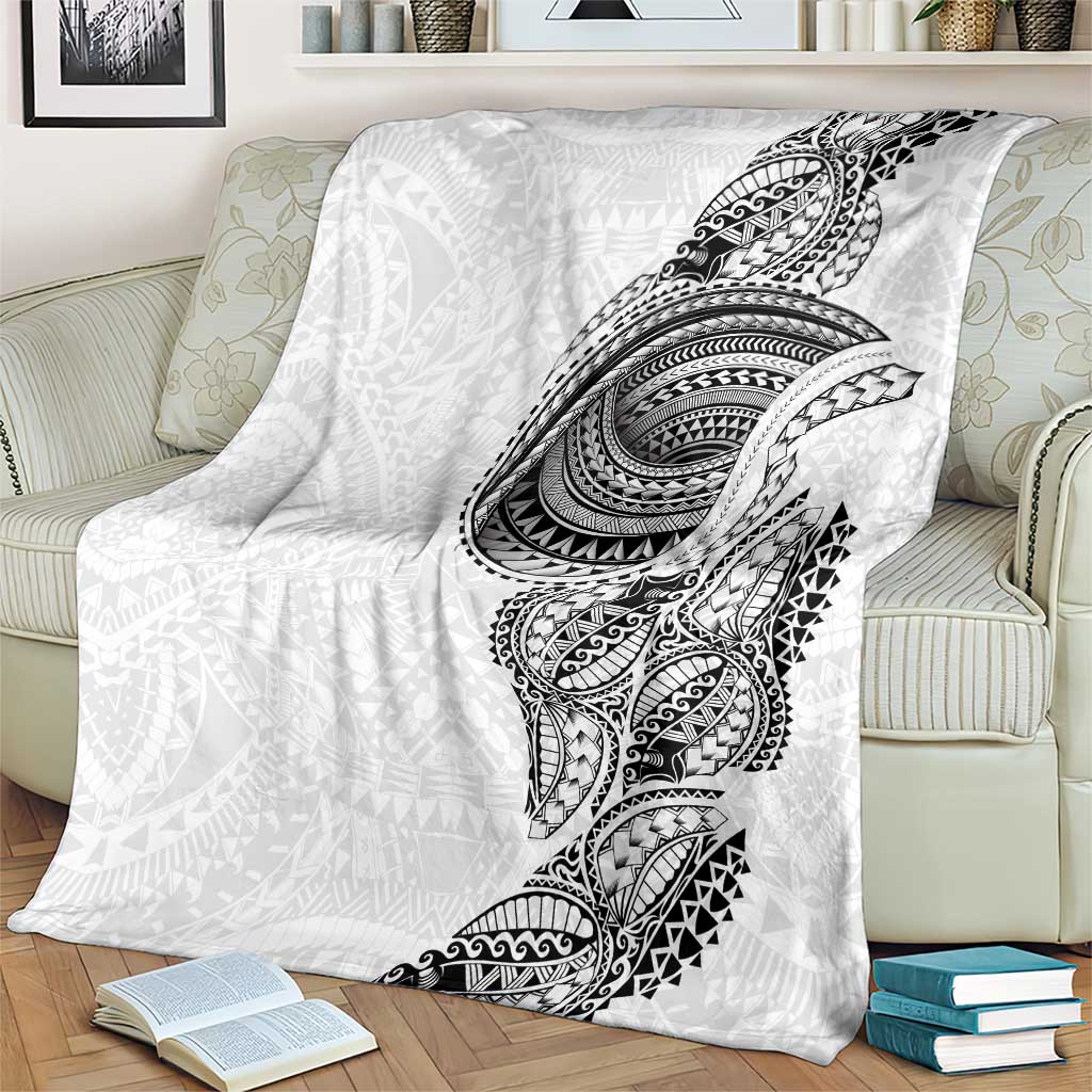 Traditional Polynesian Art Tattoos Blanket White Color - Polynesian Pride