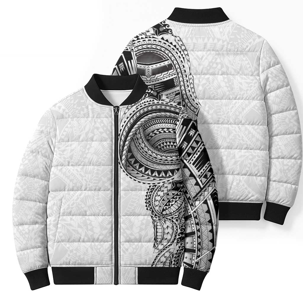Traditional Polynesian Art Tattoos Bomber Puffer Jacket White Color - Polynesian Pride