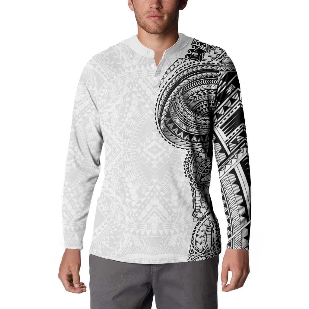 Traditional Polynesian Art Tattoos Button Sweatshirt White Color - Polynesian Pride