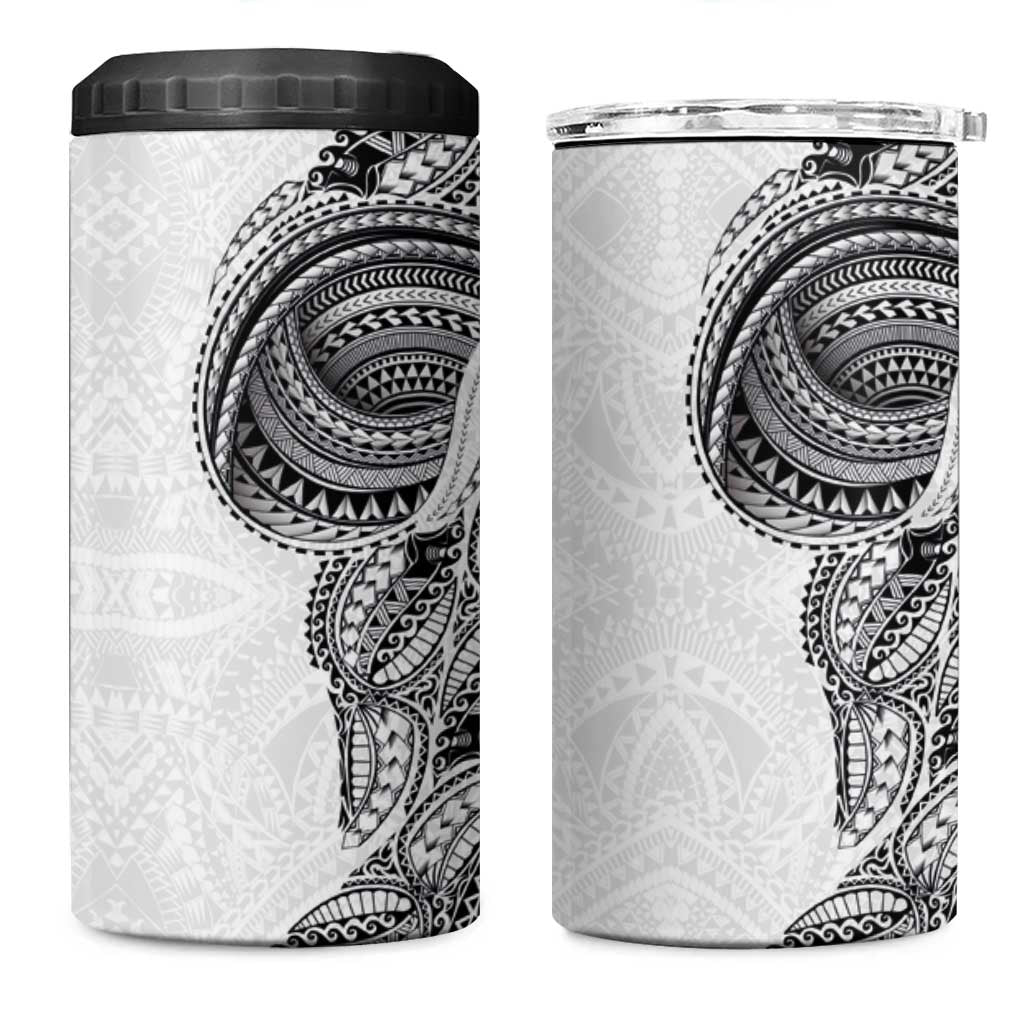 Traditional Polynesian Art Tattoos 4 in 1 Can Cooler Tumbler White Color - Polynesian Pride