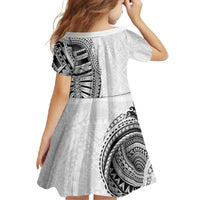 Traditional Polynesian Art Tattoos Family Matching Long Sleeve Bodycon Dress and Hawaiian Shirt White Color - Polynesian Pride