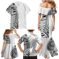 Traditional Polynesian Art Tattoos Family Matching Mermaid Dress and Hawaiian Shirt White Color - Polynesian Pride