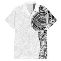 Traditional Polynesian Art Tattoos Family Matching Off Shoulder Maxi Dress and Hawaiian Shirt White Color - Polynesian Pride