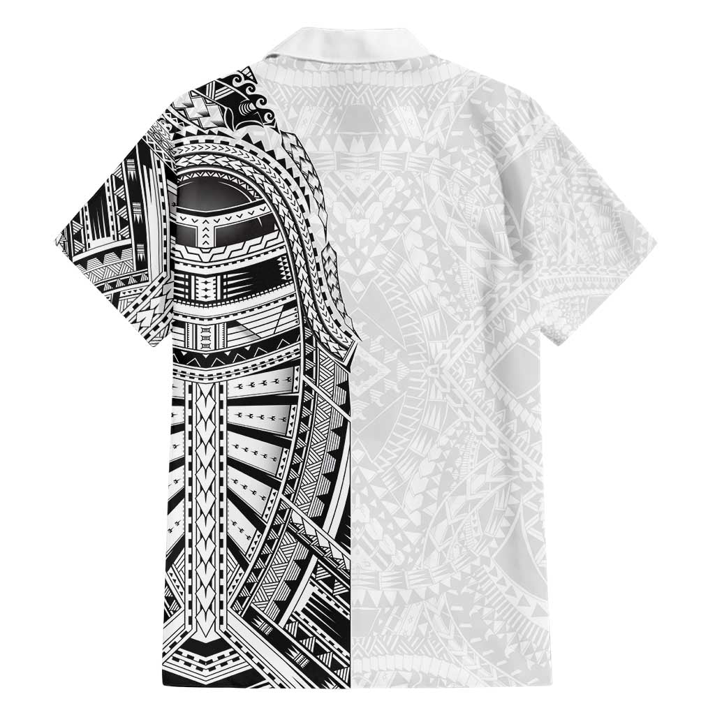 Traditional Polynesian Art Tattoos Family Matching Short Sleeve Bodycon Dress and Hawaiian Shirt White Color - Polynesian Pride