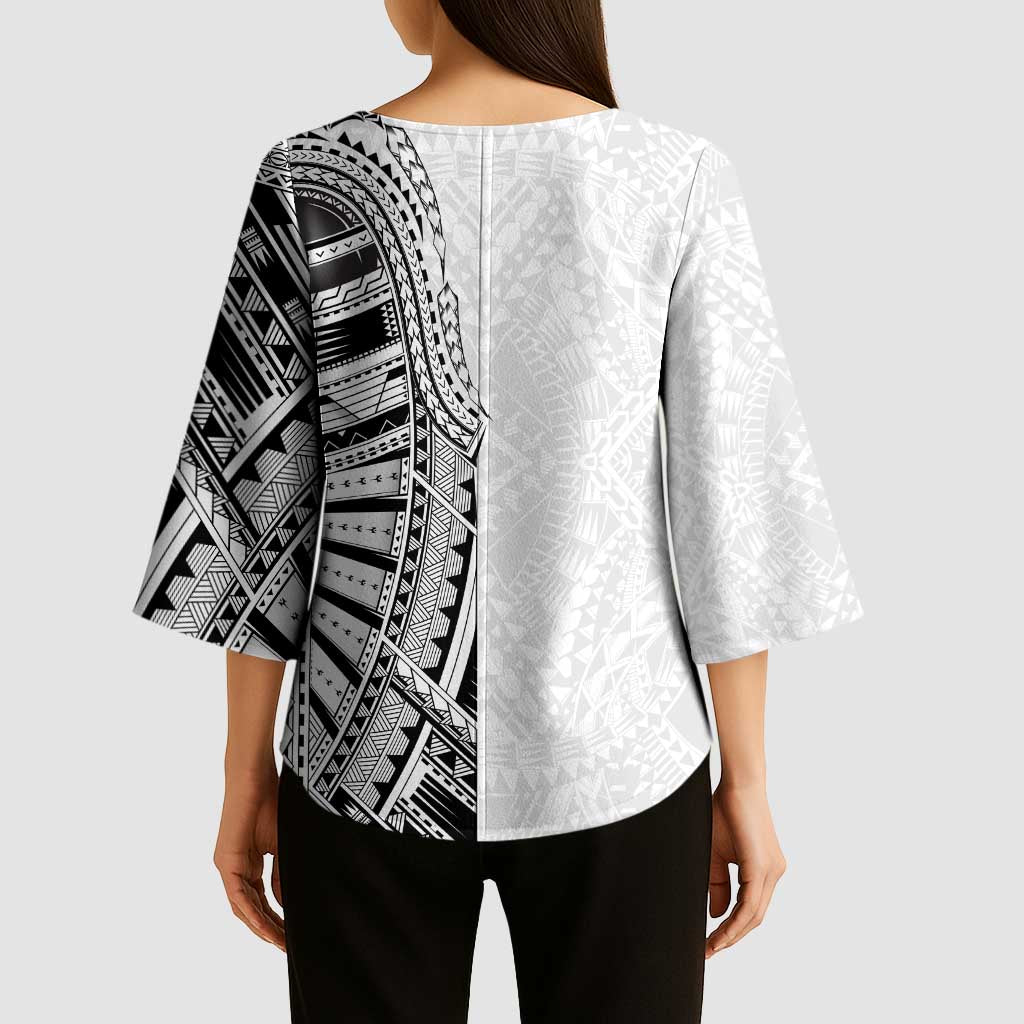 Traditional Polynesian Art Tattoos Kimono Sleeve Blouse White Color - Polynesian Pride