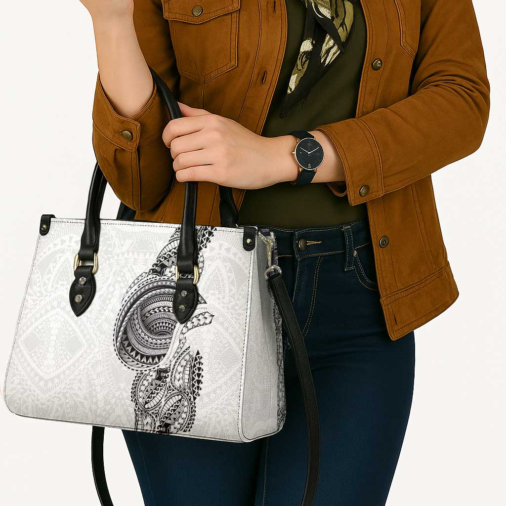 Traditional Polynesian Art Tattoos Leather Bag White Color - Polynesian Pride