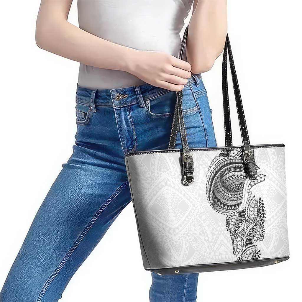 Traditional Polynesian Art Tattoos Leather Tote Bag White Color - Polynesian Pride