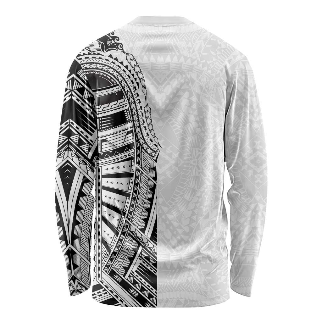 Traditional Polynesian Art Tattoos Long Sleeve Shirt White Color - Polynesian Pride