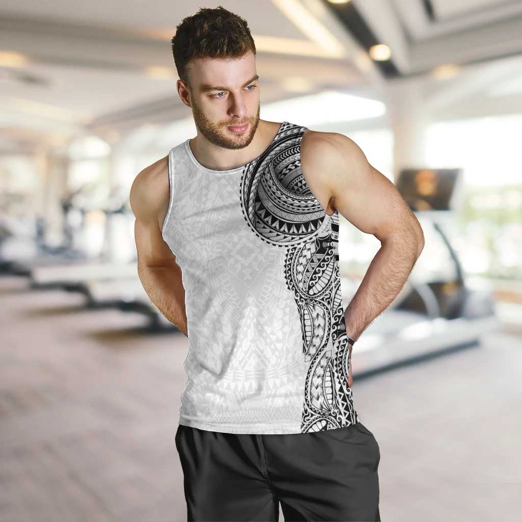Traditional Polynesian Art Tattoos Men Tank Top White Color - Polynesian Pride
