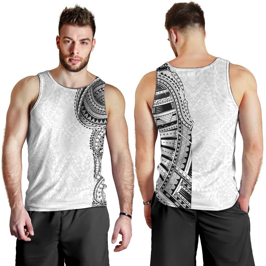 Traditional Polynesian Art Tattoos Men Tank Top White Color - Polynesian Pride