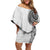 Traditional Polynesian Art Tattoos Off Shoulder Short Dress White Color - Polynesian Pride