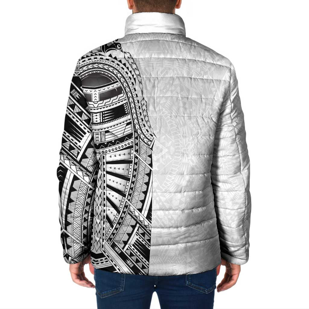 Traditional Polynesian Art Tattoos Padded Jacket White Color - Polynesian Pride