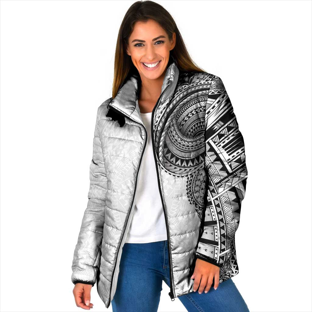 Traditional Polynesian Art Tattoos Padded Jacket White Color - Polynesian Pride