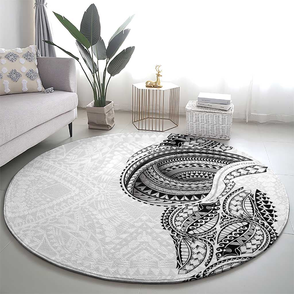 Traditional Polynesian Art Tattoos Round Carpet White Color - Polynesian Pride