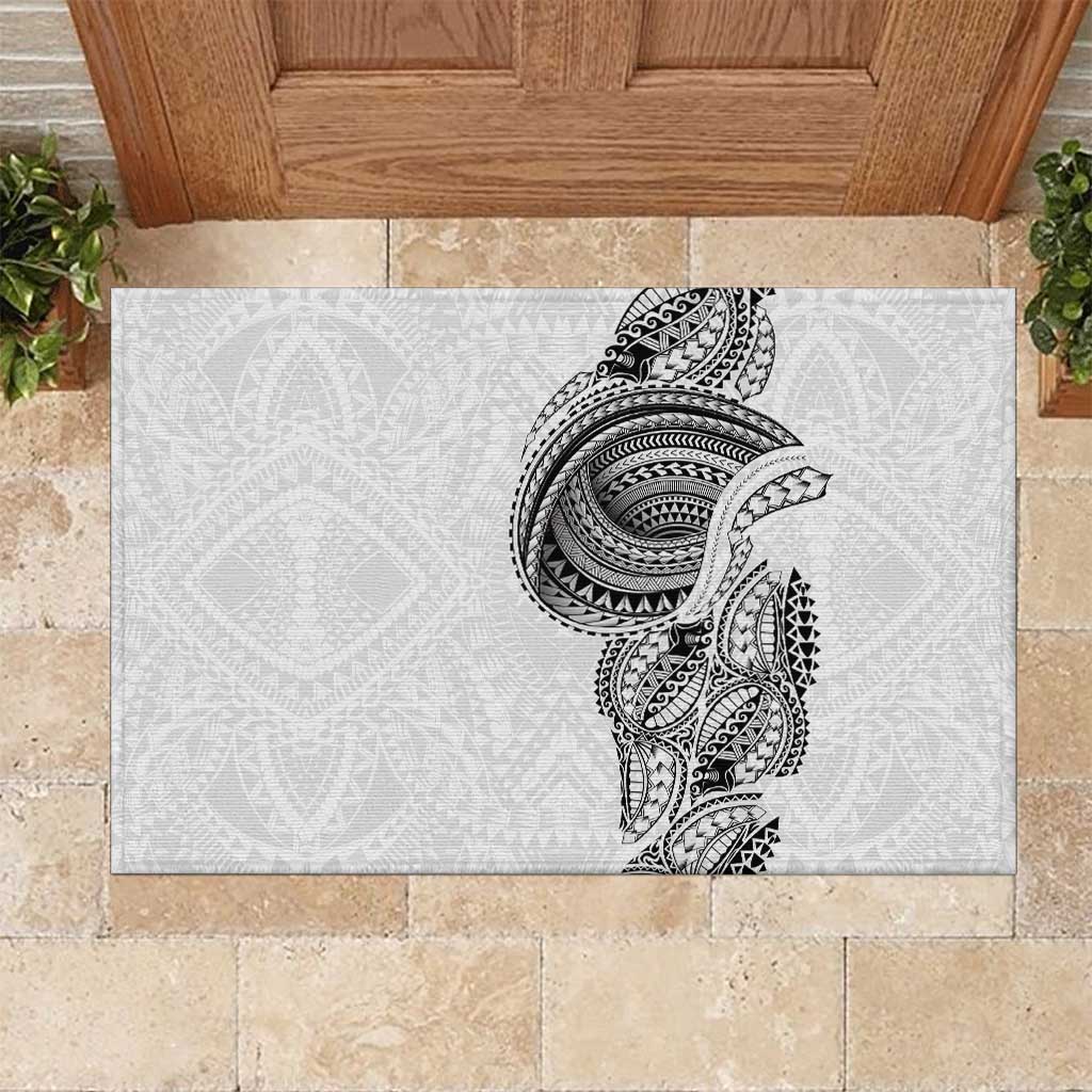 Traditional Polynesian Art Tattoos Rubber Doormat White Color - Polynesian Pride